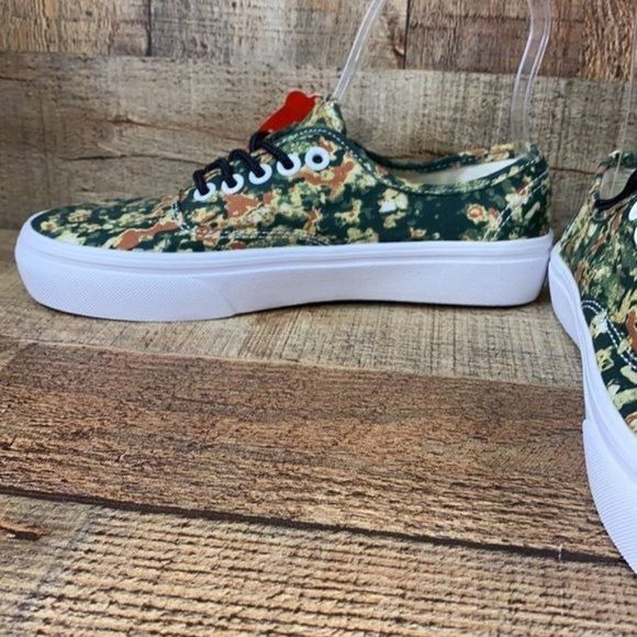 Vans Green Brown Abstract Print Low Top Skate Shoe - Picture 3 of 10